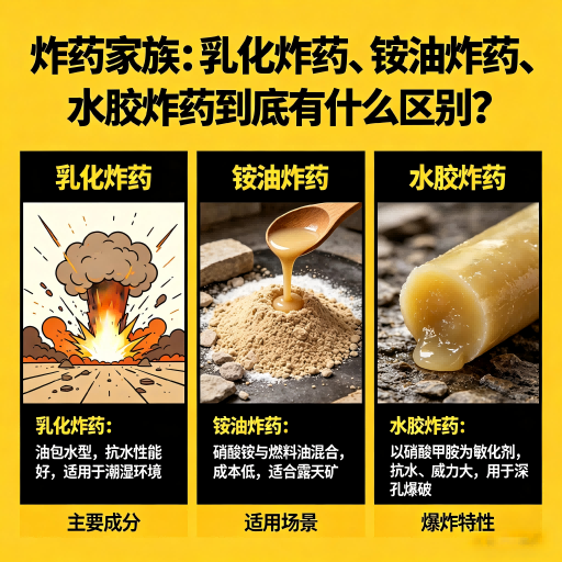 千山炸药家族：乳化炸药、铵油炸药、水胶炸药到底有什么区别？